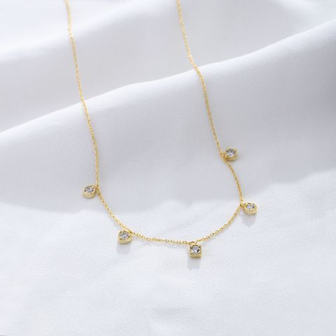 Ig Style Geometric Sterling Silver Plating Inlay Zircon 14k Gold Plated Rhodium Plated Necklace