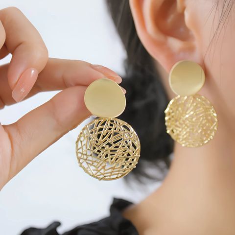 1 Pair Vintage Style Circle Solid Color Plating Alloy 18k Gold Plated Drop Earrings