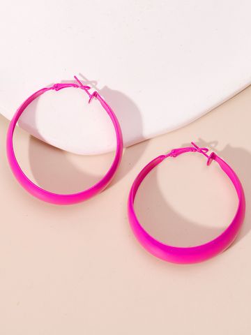 1 Pair Streetwear Solid Color Alloy Hoop Earrings