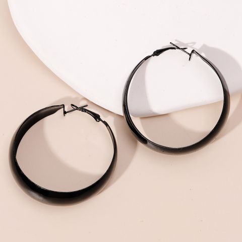 1 Pair Streetwear Solid Color Alloy Hoop Earrings