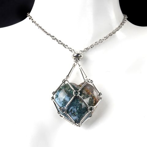 Retro Simple Style Heart Shape Stainless Steel Stone Unisex Pendant Necklace