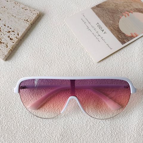 Artistic Streetwear Geometric Pc Resin Avaitor Half Frame Women's Sunglasses