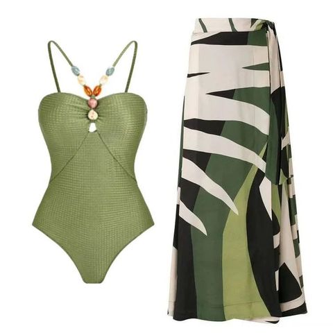 Women's Sexy Geometric Printing 2 Pieces Set One Piece Swimwear