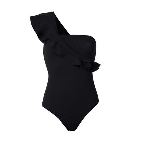 Women's Simple Style Color Block Ruffles Hollow Out One Piece Swimwear