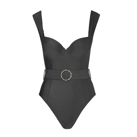 Women's Simple Style Solid Color Backless One Piece Swimwear