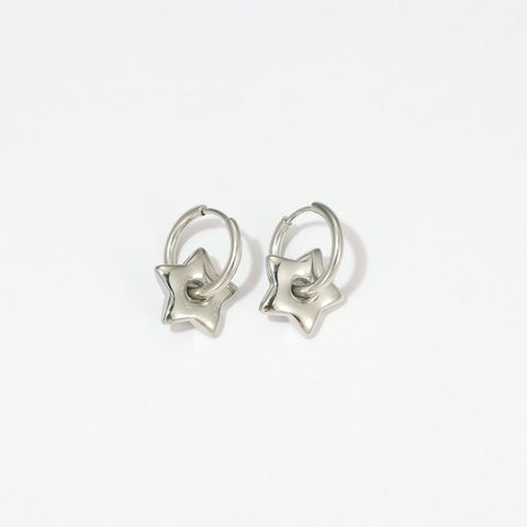 1 Pair Simple Style Star Titanium Steel Plating Drop Earrings