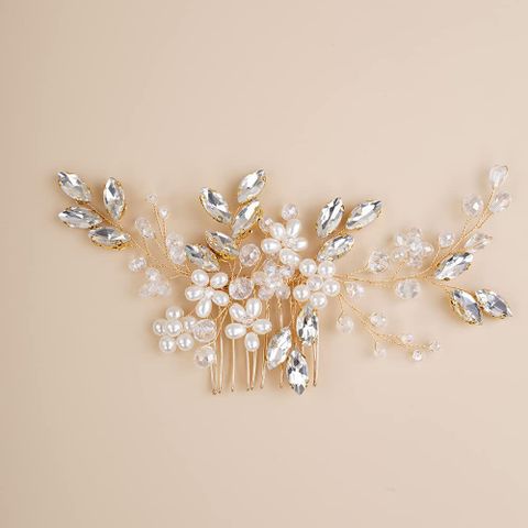 Women's Princess Wedding Geometric Color Block Artificial Pearl Alloy Glass Handmade Hair Combs