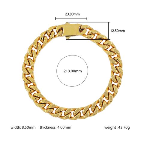 Hip-hop Streetwear Geometric Stainless Steel Plating 18k Gold Plated Unisex Bracelets