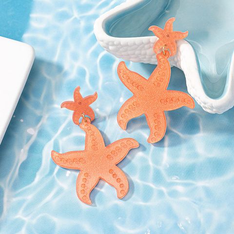 1 Pair Ig Style Sweet Starfish Plating Resin Drop Earrings