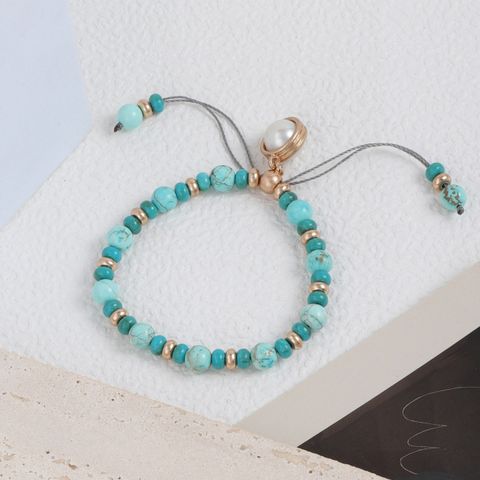 Vintage Style Round Alloy Turquoise Wholesale Drawstring Bracelets