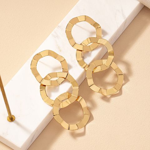 1 Pair Nordic Style Exaggerated Circle Plating Alloy Alloy Drop Earrings