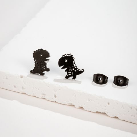 1 Pair Ig Style Cute Dinosaur Polishing Plating Stainless Steel 18k Gold Plated Ear Studs