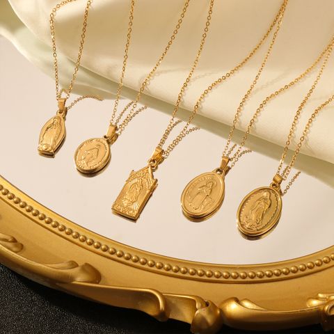 Elegant Classical Solid Color Stainless Steel Plating 18k Gold Plated Pendant Necklace