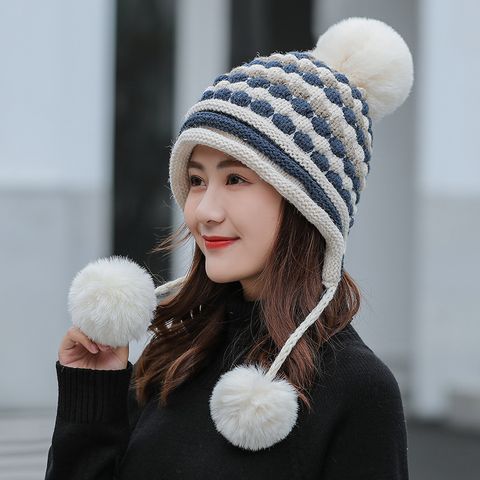 Women's Cute Stripe Eaveless Wool Cap