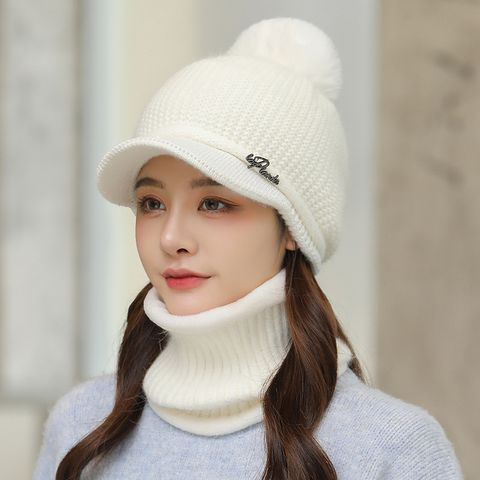 Women's Cute Solid Color Wide Eaves Wool Cap