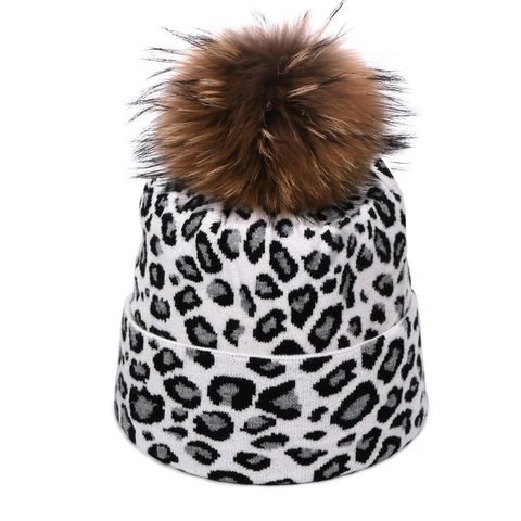 Women's Streetwear Leopard Pearl Eaveless Wool Cap