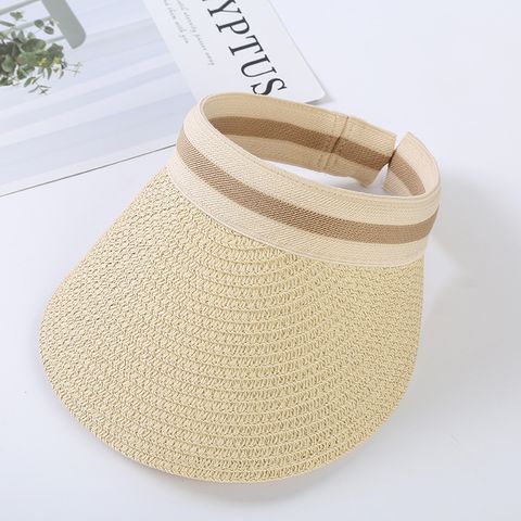 Children Unisex Lady Simple Style Solid Color Wide Eaves Straw Hat