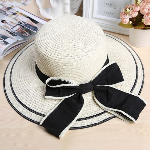 Women's Pastoral Simple Style Solid Color Big Eaves Straw Hat