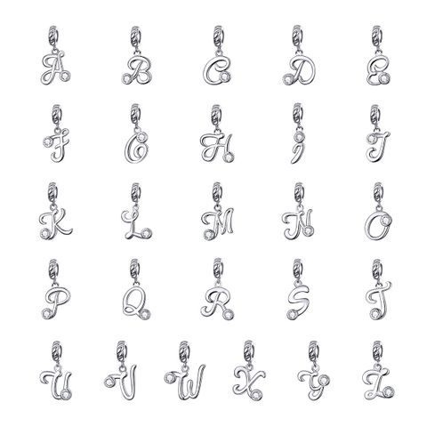 Simple Style Letter Sterling Silver Plating Inlay Zircon White Gold Plated Jewelry Accessories
