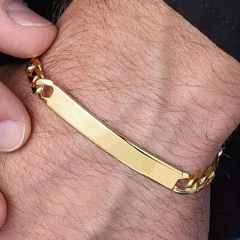 Basic Simple Style Solid Color Rectangle Stainless Steel Plating 18k Gold Plated Unisex Bracelets