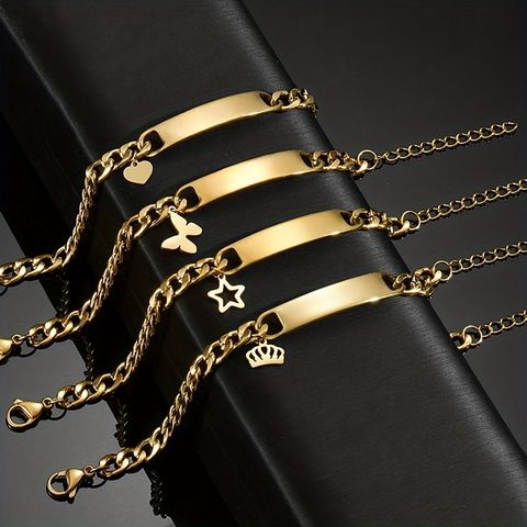 Stainless Steel Simple Style Star Crown Butterfly Bracelets