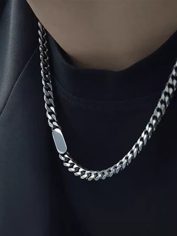 Simple Style Solid Color Stainless Steel Men's Necklace