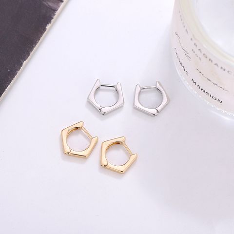 1 Pair Simple Style Geometric Solid Color Plating Metal Ear Clip