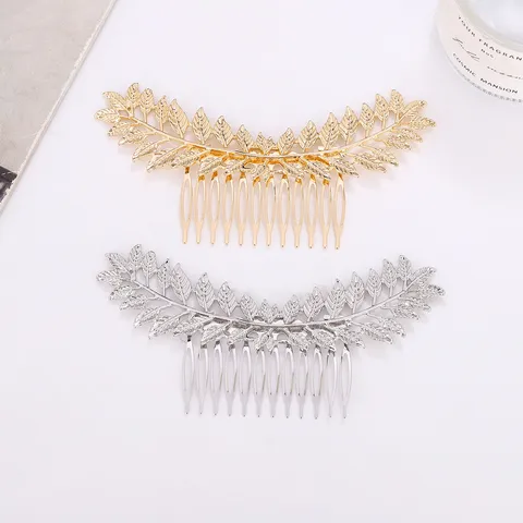 Women's Elegant Sweet Leaf Alloy Plating Inlay Rhinestones Insert Comb