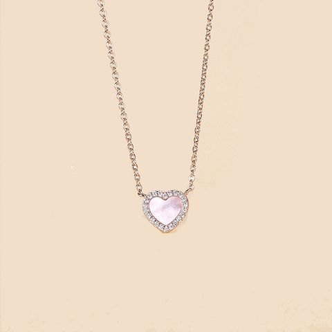 Ig Style Sweet Heart Shape Brass Gold Plated High Carbon Diamond Pendant Necklace In Bulk