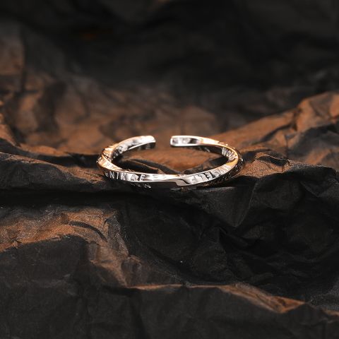 Casual Letter Sterling Silver Plating White Gold Plated Open Rings