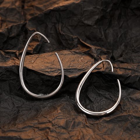 1 Pair Casual Oval Plating Sterling Silver White Gold Plated Ear Hook