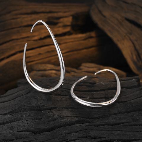 1 Pair Casual Oval Plating Sterling Silver White Gold Plated Ear Hook