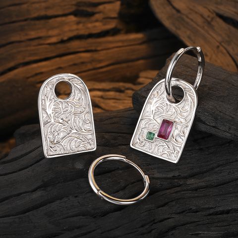 1 Pair Original Design Square Plating Inlay Sterling Silver Zircon White Gold Plated Drop Earrings