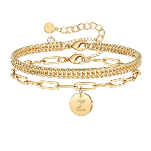Casual Classic Style Round Copper 14k Gold Plated Bracelets In Bulk