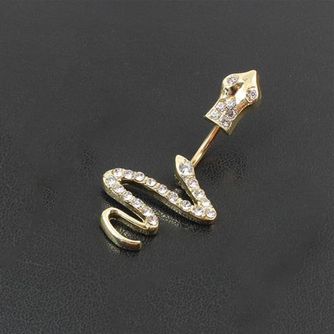 Cool Style Snake Stainless Steel Inlay Zircon Belly Ring