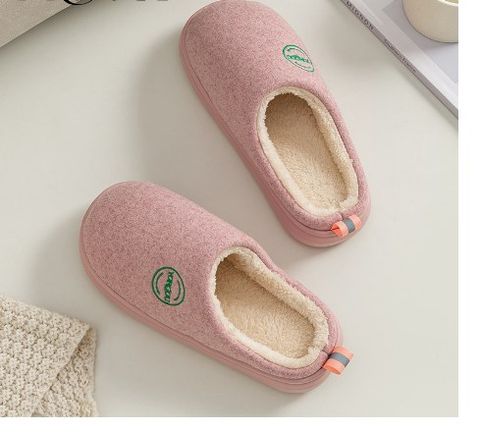 Unisex Basic Solid Color Round Toe Cotton Slippers