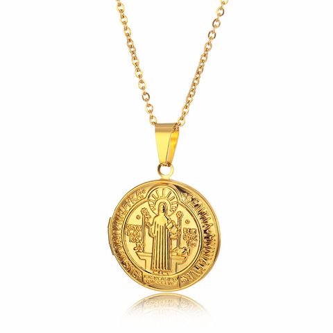 Hip-hop Retro Solid Color Stainless Steel Plating 18k Gold Plated Men's Pendant Necklace