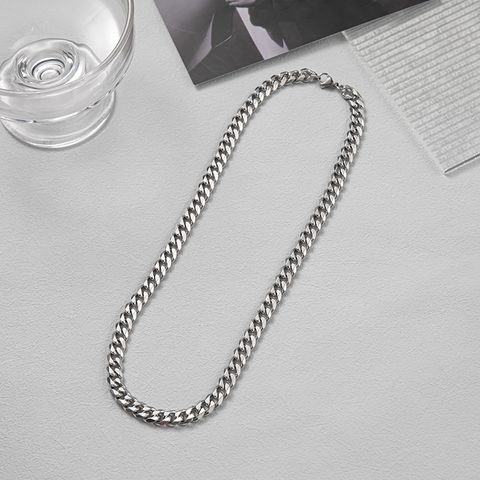 Hip-hop Solid Color Titanium Steel Polishing Unisex Necklace