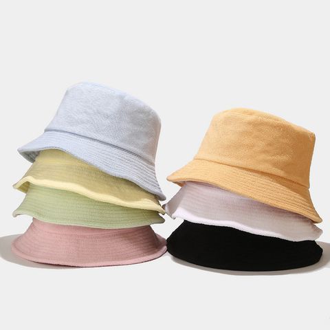 Unisex Basic Solid Color Big Eaves Bucket Hat