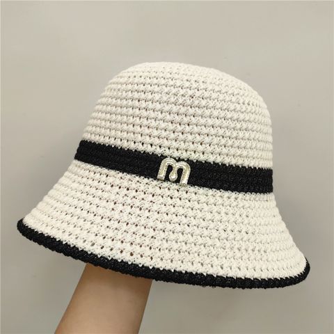 Women's Pastoral Simple Style Color Block Hollow Out Wide Eaves Bucket Hat