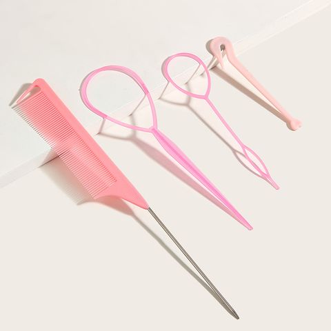 Basic Solid Color Plastic Hair Comb 1 Set