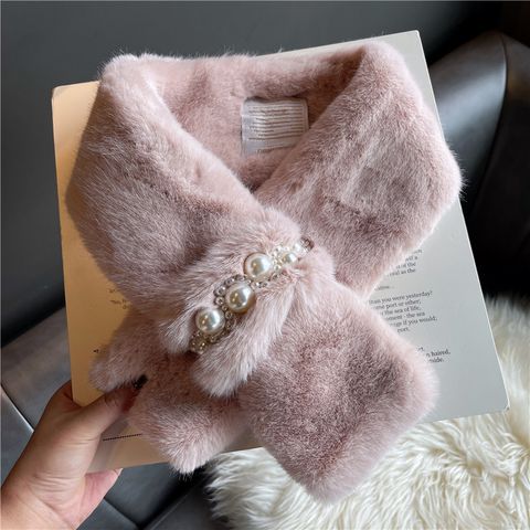 Women's Elegant Simple Style Solid Color Faux Rabbit Fur Scarf