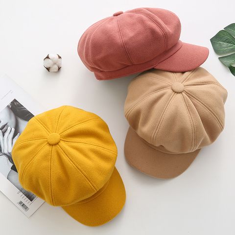 Women's Retro Solid Color Flat Eaves Beret Hat