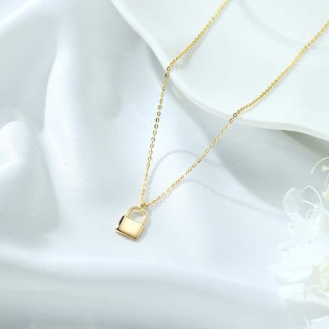 Simple Style Lock Sterling Silver Plating 14k Gold Plated Rose Gold Plated White Gold Plated Pendant Necklace