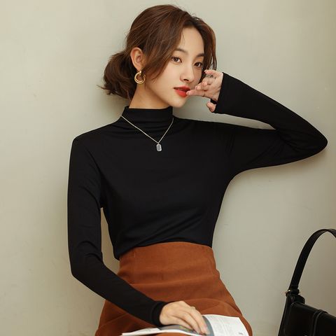 Women's T-shirt Long Sleeve T-shirts Simple Style Solid Color