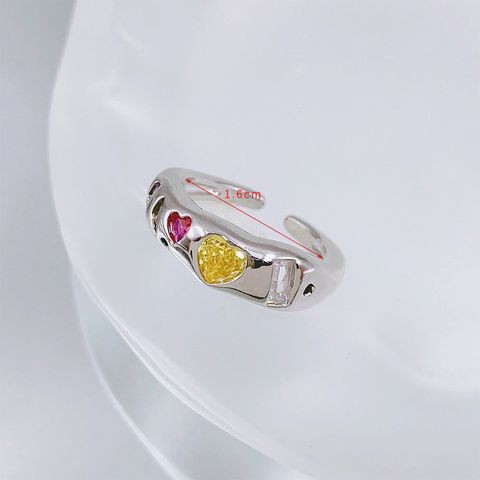 Ig Style Simple Style Square Heart Shape Zircon Alloy Wholesale Open Rings
