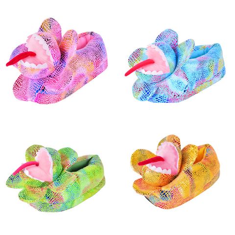 Unisex Casual Animal Color Block Round Toe Cotton Slippers