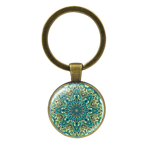 Simple Style Round Alloy Glass Women's Bag Pendant Keychain