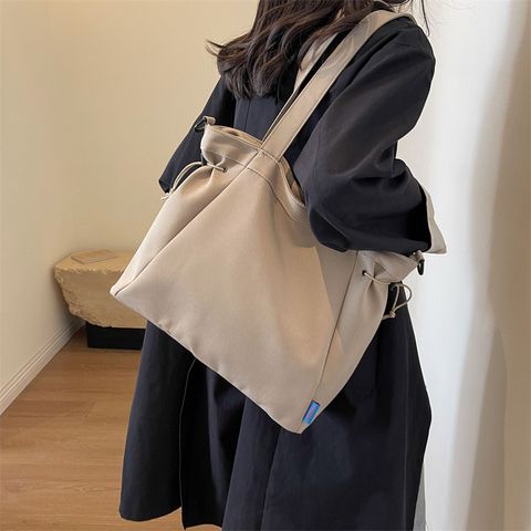 Women's Canvas Solid Color Classic Style Sewing Thread Square Zipper Shoulder Bag