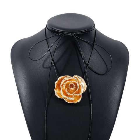 Modern Style Simple Style Flower Alloy Wax Rope Women's Necklace